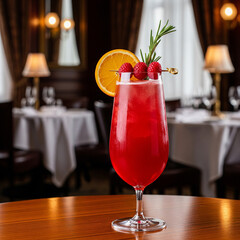 red cocktail on the table