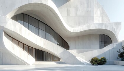 Fototapeta premium Modern, sculpted concrete building exterior