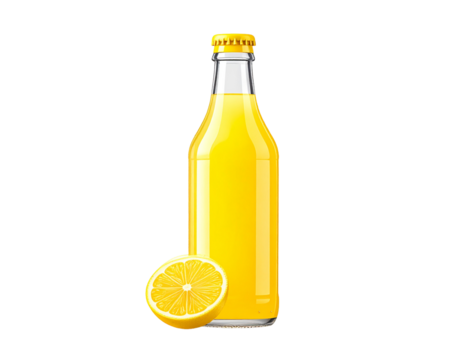 Yellow Lemonade Bottle with Fresh Lemon Slice