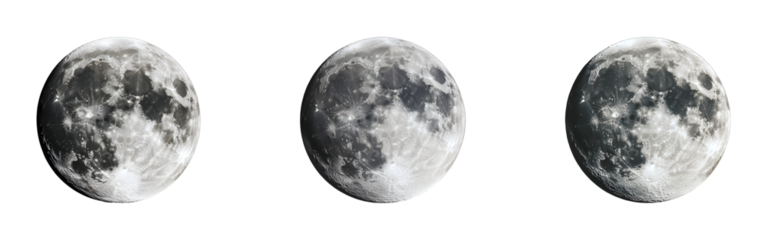 Set of full moon, isolated on transparent background