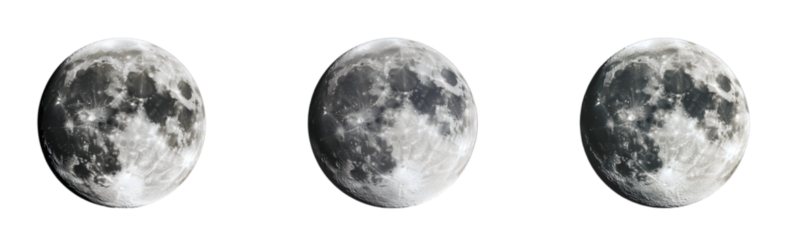 Set of full moon, isolated on transparent background