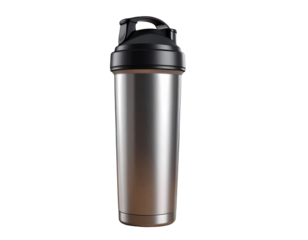 Silver Protein Shaker Bottle in Modern Kitchen Setting