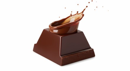 Delicious Chocolate Melted Dark Chocolate Pyramid with Splash