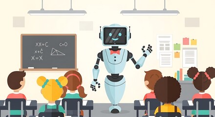 Obraz premium Robot Teacher Classroom.