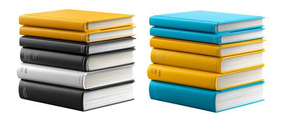 Colorful Stacked Books in Vibrant Yellow and Blue Design
