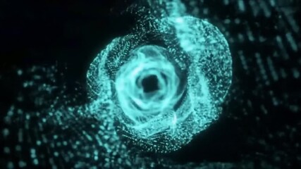 Blue glowing fractal vortex with digital particle spiral effect - Powered by Adobe