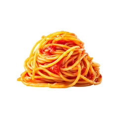 Spaghetti pasta with tomato sauce, isolated on transparent background