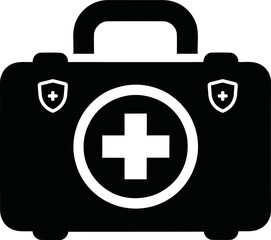 Obraz premium First aid kit medical emergency symbol illustration simple flat icon