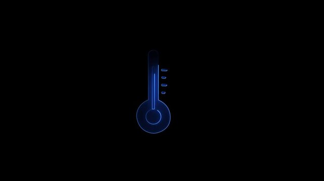 neon light bulb icon symbolizing temperature and medicine on Glowing neon thermometer isolated. futuristic temperature gauge, sleek technology icon, luminous edges, 4k video