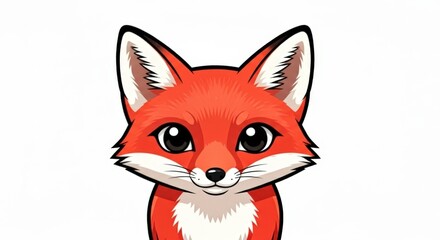 Fototapeta premium Cartoon Fox Portrait: Cute and Animated