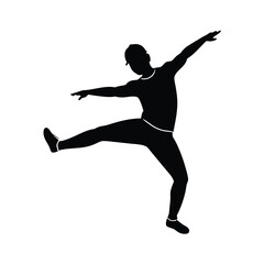 Dynamic hip hop dancer in a freeze pose black silhouette