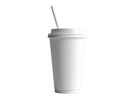 Plain Takeaway Cup with Straw on Minimal Surface