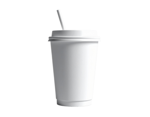 Plain Takeaway Cup with Straw on Minimal Surface
