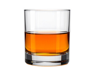 Clear Crystal Glass with Whiskey Against White Background