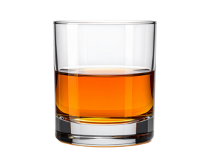 Clear Crystal Glass with Whiskey Against White Background