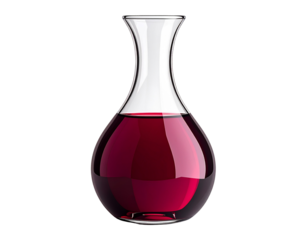 Elegant Carafe with Red Wine on White Background