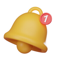 Bell Notification 3D Icon isolated on white background, 3D render