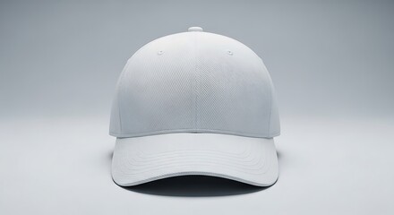 Fototapeta premium Front view of a plain white baseball cap on a white background.