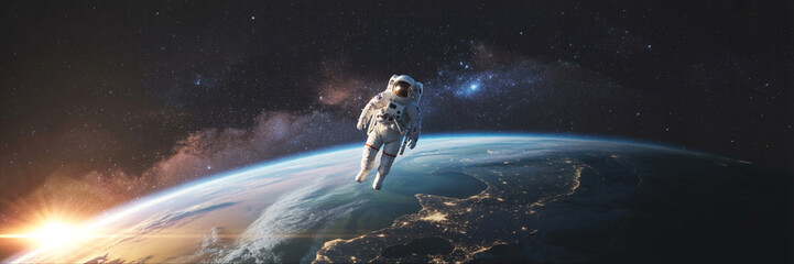 Astronaut floating in space above earth wallpaper background hd space exploration and discovery image