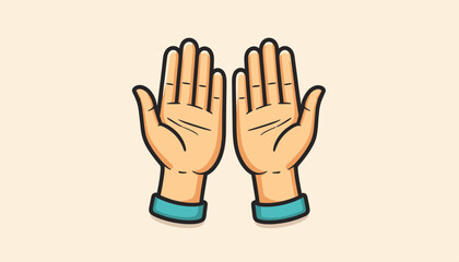 Obraz premium Raised hands in cartoon prayer design