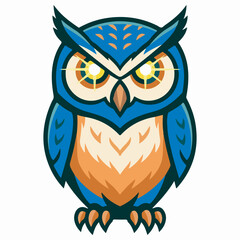 Fototapeta premium Owl mascot vector illustration, bold and colorful design suitable for logo or emblem
