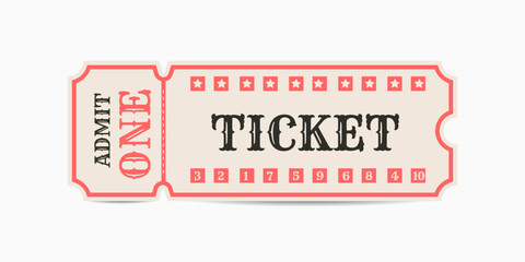 Classic ticket template . A one-person ticket. An element for events, concerts, performances or exhibitions. Simple and concise design