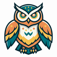 Fototapeta premium Owl mascot vector illustration, bold and colorful design suitable for logo or emblem
