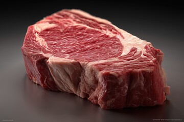 Fototapeta premium Fresh uncooked beef ribeye cut showing quality marbled texture ideal for restaurant menu photography and high end meat market promotional materials 