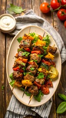 Grilled skewers with vegetables