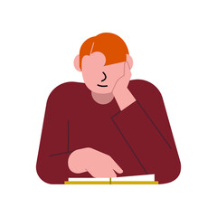 Redhead man reading book