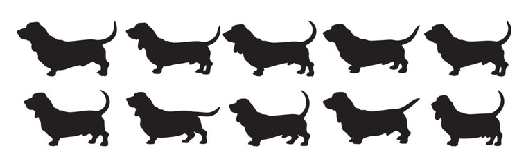 basset hound dogs silhouette vector illustration