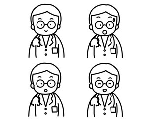 シンプルな線画で描かれた、医療従事者アイコン