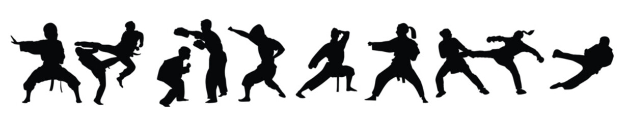 vector collection of karate martial arts silhouette illustrations
