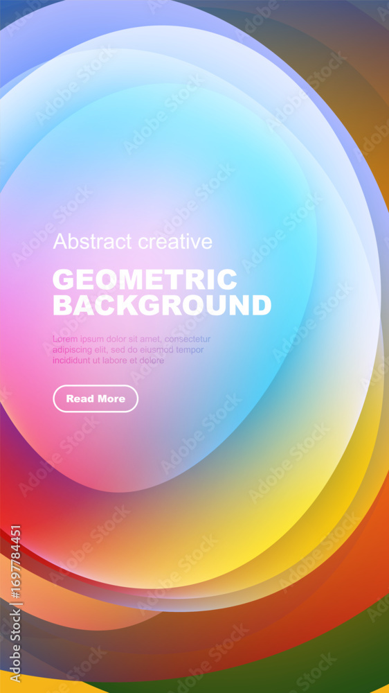 Poster abstract colorful geometric background. overlapping circles create vibrant visual effect. text prese