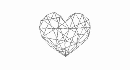 Geometric heart design with interconnected lines on a clean white background creating a modern and minimalist aesthetic perfect for expressing love and connection in a unique way
