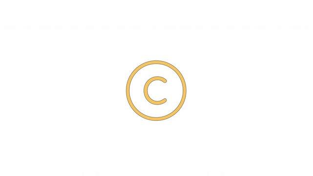 Copyright symbol 2D cartoon object animation. Intellectual property rights. Legal protection. Authorship. Protected content. Ownership icon animated flat colorful item 4K video isolated on white