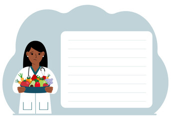 Nutritionist doctor with a bowl of fruits and vegetables. Dietitian