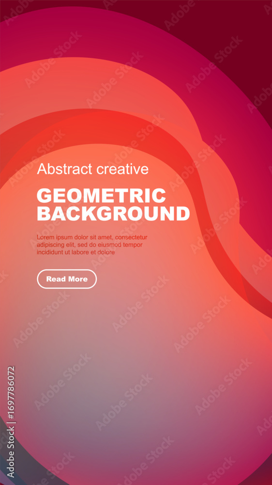 Poster abstract red geometric background. text present, button visible. modern design, gradients create dep