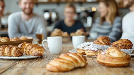A group of friends gathered together at a cozy and inviting cafe