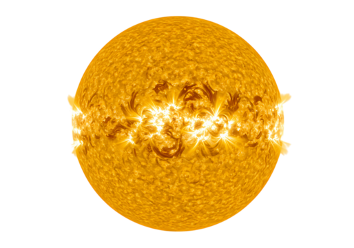 Solar Flare Intense Energy Burst from the Sun isolated on transparent background