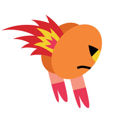 A funny peach with legs expressing anger in the form of fire from his butt. Ideal for sticker, cards
