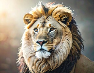 Naklejka premium Majestic lion portrait in natural light