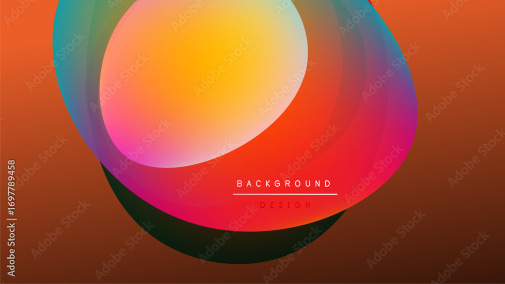 Poster abstract vibrant design. overlapping colorful circles create dynamic visual effect. warm tones domin