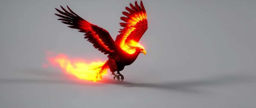 Mythical firebird in flight