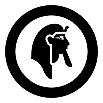 recommend clip art: Head pharaoh cop faro mask icon in circle round black color vector illustration image solid outline style