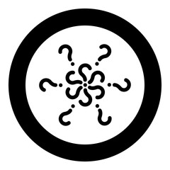 Signs of questions Sign question icon in circle round black color vector illustration image solid outline style