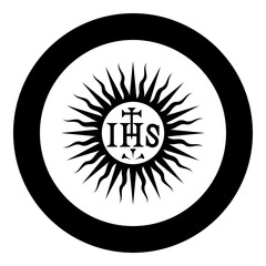 Jesuit symbol Christian concept sign icon in circle round black color vector illustration image solid outline style