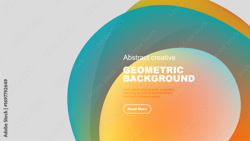 Aufkleber abstract design features overlapping colorful circles. text reads geometric background with sample t