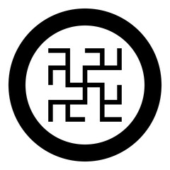 Obraz premium Odolen grass symbol sign slavic pagan icon in circle round black color vector illustration image solid outline style