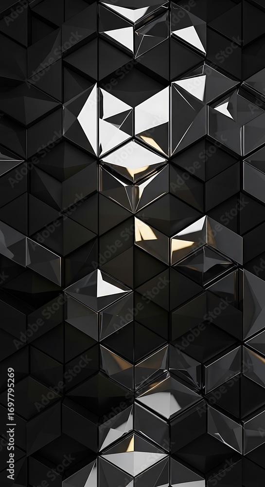 Aufkleber abstract rendering of reflective triangular geometric patterns design